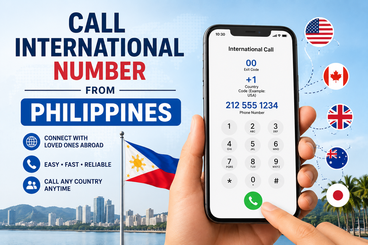 Example of calling internationally from the Philippines using the 00 IDD prefix and country code